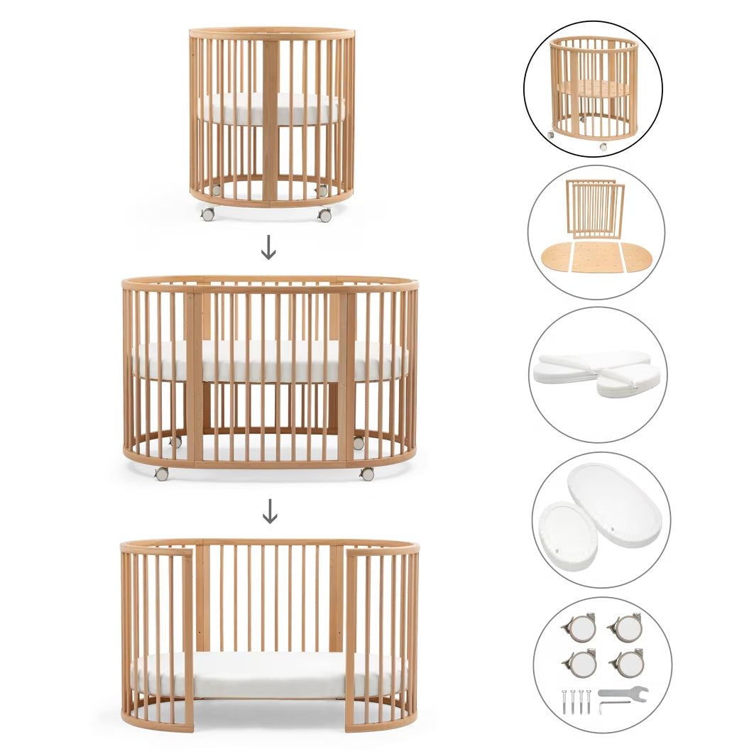 Cuna convertible Sleepi™ 3 en 1 con colchones y kit de extensión.