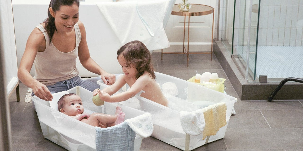 Bañera Stokke® Flexi Bath® XL con soporte para recién nacido Azul – Stokke Mexico